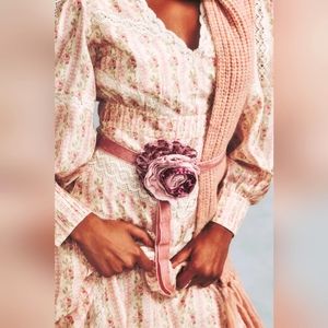 Romantic Loveshackfancy Hoffman Rose Pink Plum Velvet Cotton Belt
